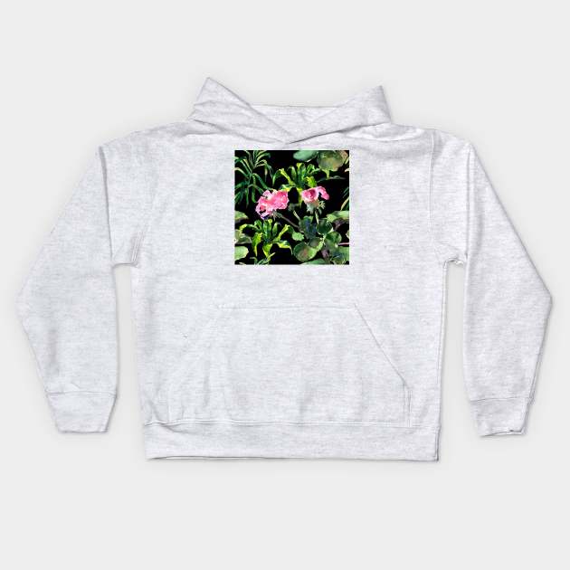 Seamless tropical flower Kids Hoodie by Olga Berlet